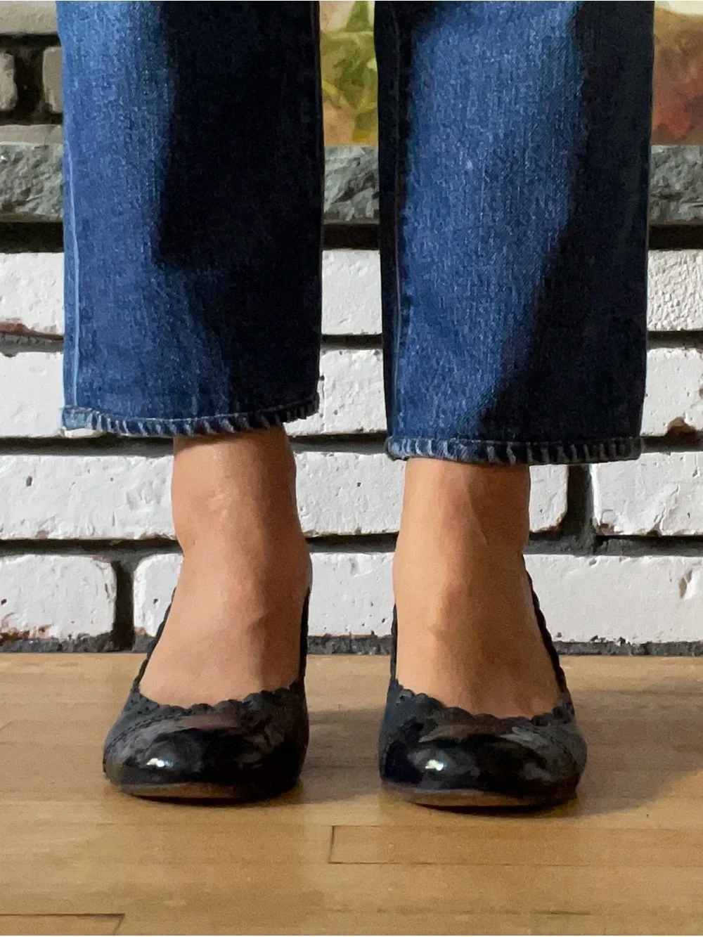 Tory Burch Navy Patent Round-Toe Block Heel Pumps